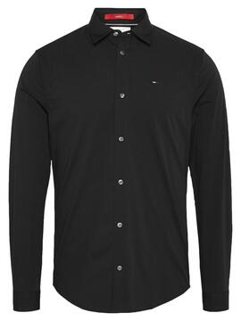 CAMISA ELÁSTICA SLIM FIT POPELÍN NEGRO