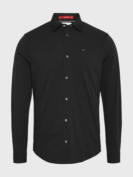 CAMISA ELÁSTICA SLIM FIT POPELÍN NEGRO