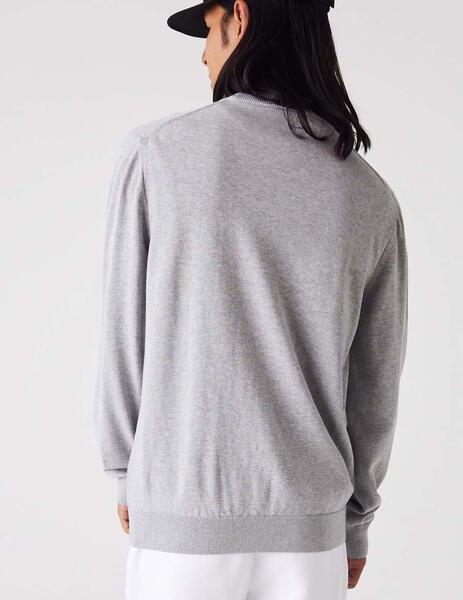 jersey de hombre en algodón ecológico con cuello redondo Lacoste AH1985  gris – bicoca MODA HOME