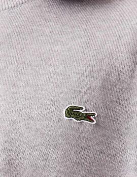 JERSEY LACOSTE CUELLO REDONDO GRIS