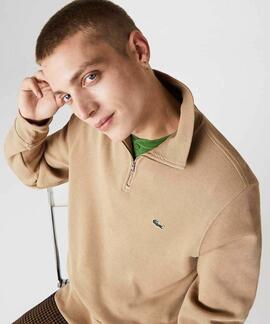 JERSEY LACOSTE CON CUELLO CREMALLERA CAMEL