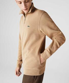 JERSEY LACOSTE CON CUELLO CREMALLERA CAMEL