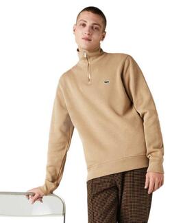 JERSEY LACOSTE CON CUELLO CREMALLERA CAMEL