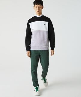 SUDADERA LACOSTE REGULAR FIT COLORBLOCK GRIS