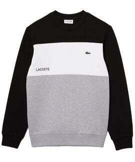 SUDADERA LACOSTE REGULAR FIT COLORBLOCK GRIS