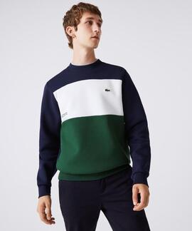 SUDADERA LACOSTE REGULAR FIT COLORBLOCK VERDE