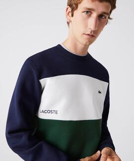 SUDADERA LACOSTE REGULAR FIT COLORBLOCK VERDE