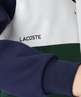 SUDADERA LACOSTE REGULAR FIT COLORBLOCK VERDE