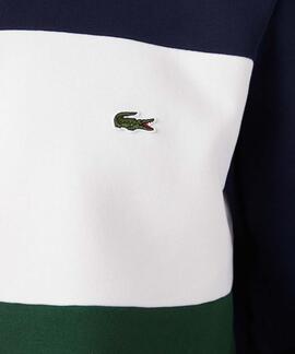 SUDADERA LACOSTE REGULAR FIT COLORBLOCK VERDE