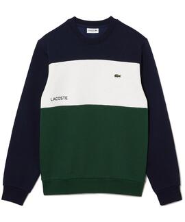 SUDADERA LACOSTE REGULAR FIT COLORBLOCK VERDE