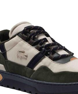 ZAPATILLAS T-CLIP WINTER PIEL Y TEXTIL BEIGE Y VERDE