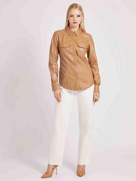 CAMISA DAISY SLIM FIT DE ECOPIEL CAMEL