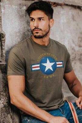 CAMISETA DE HOMBRE USA VERDE CAQUI