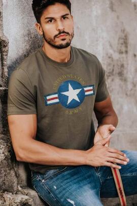 CAMISETA DE HOMBRE USA VERDE CAQUI