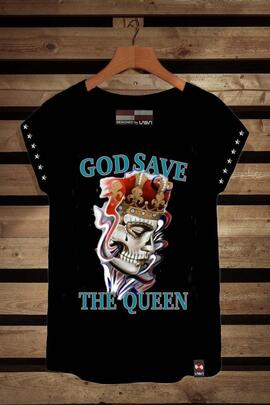 CAMISETA DE MUJER OVERSIZE GOD NEGRA