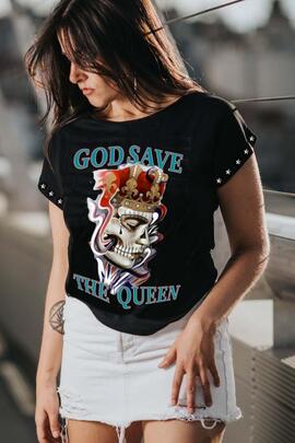 CAMISETA DE MUJER OVERSIZE GOD NEGRA