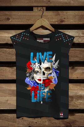 CAMISETA DE MUJER OVERSIZE LIFE NEGRA