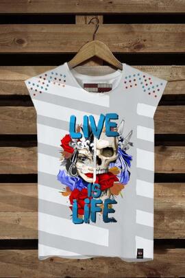 CAMISETA DE MUJER OVERSIZE LIFE BLANCA