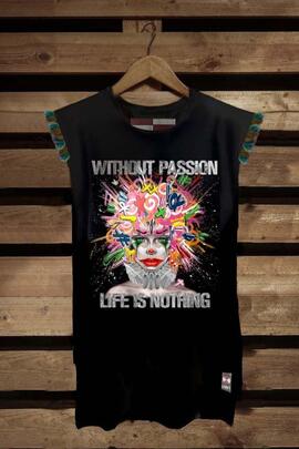 CAMISETA DE MUJER OVERSIZE PASSION NEGRA