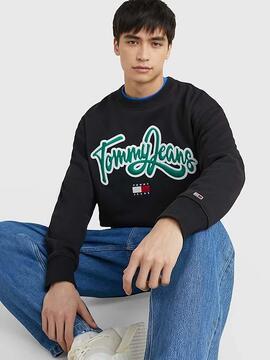 SUDADERA COLLEGE POP RELAXED FIT NEGRA