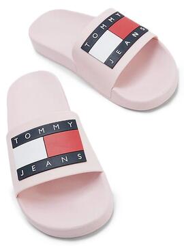 CHANCLAS TOMMY JEANS FLAG POOL SLIDE ROSAS