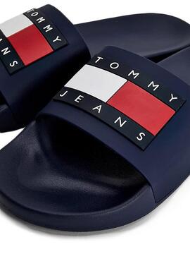 CHANCLAS TOMMY JEANS FLAG POOL SLIDE AZUL MARINO