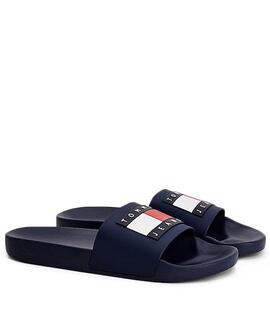 CHANCLAS TOMMY JEANS FLAG POOL SLIDE AZUL MARINO