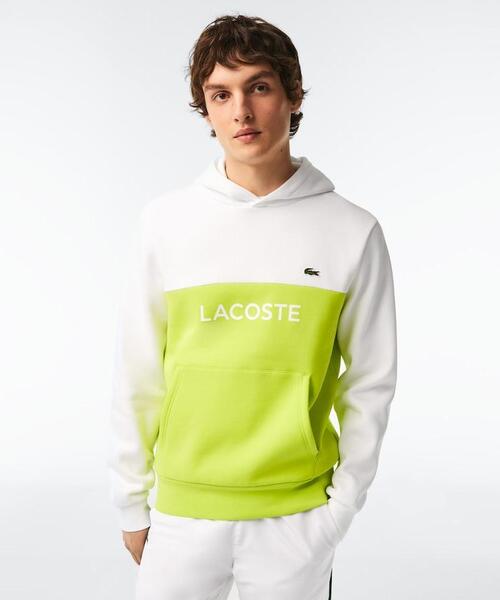 SUDADERA LACOSTE REGULAR FIT BLOCK BLANCO Y VERDE