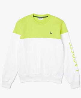 SUDADERA LACOSTE REGULAR FIT BLANCO Y LIMA