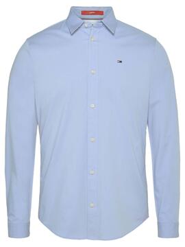 CAMISA ELÁSTICA SLIM FIT POPELÍN AZUL