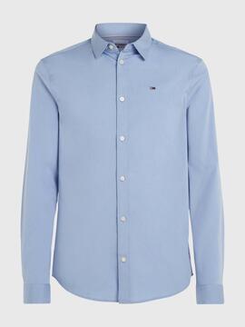 CAMISA ELÁSTICA SLIM FIT POPELÍN AZUL