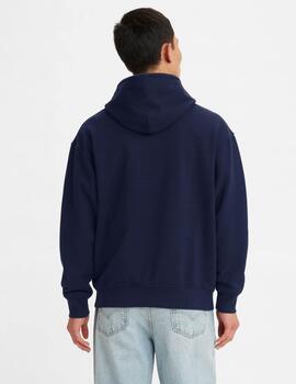 SUDADERA RELAXED FIT GRAPHIC POSTER LOGO AZUL MARINO