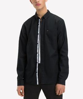 TJM TAPE DETAIL SHIRT REGULAR FIT TOMMY BLACK