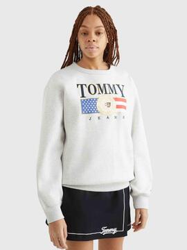  SUDADERA RELAXED FIT TOMMY JEANS LUXE 1 GRIS