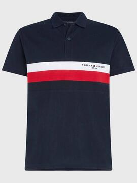 POLO CHEST COLOURBLOCK SLIM FIT AZUL MARINO