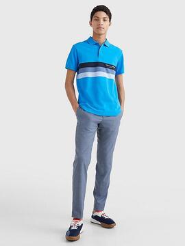 POLO CHEST COLOURBLOCK SLIM FIT AZUL