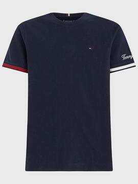 CAMISETA PIQUE FLAG SLIM FIT AZUL MARINO