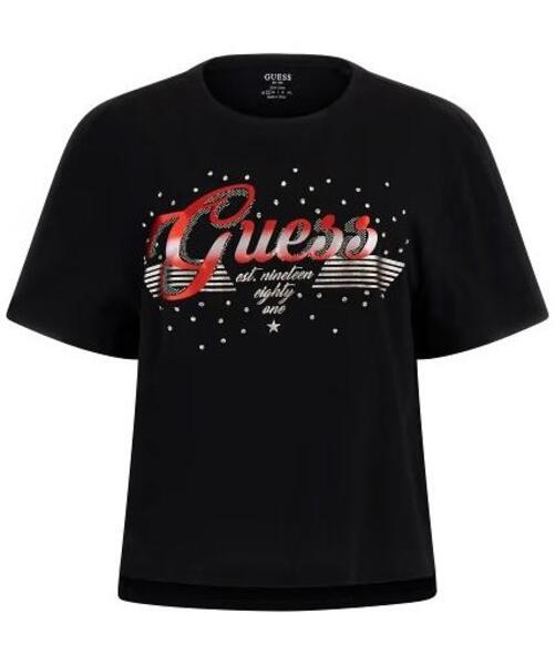 Camiseta negra logo triangle Guess- Camiseta negra manga corta Guess