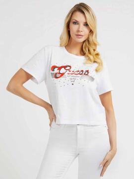 CAMISETA SATIN LOGO REGULAR FIT BLANCA