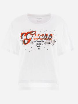 CAMISETA SATIN LOGO REGULAR FIT BLANCA