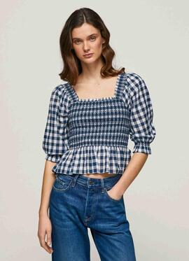 TOP BLUMA CROPPED FIT ESTAMPADO EN CUADROS AZULES