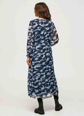 VESTIDO MIDI BLITA REGULAR FIT CAMUFLAJE AZUL