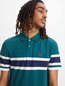 POLO HOUSEMARK SLIM FIT VERDE COLOR BLOCK