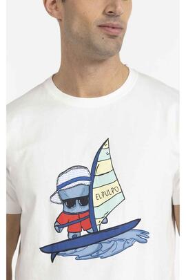 CAMISETA WINDSURFER BLANCA CON RAYAS MARINERAS