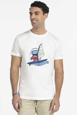 CAMISETA WINDSURFER BLANCA CON RAYAS MARINERAS