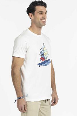 CAMISETA WINDSURFER BLANCA CON RAYAS MARINERAS