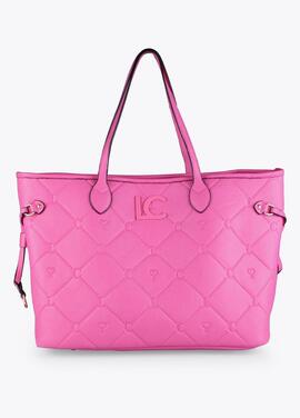 BOLSO SHOPPER ACOLCHADO CON MONOGRAMA INTEGRAL FUCSIA FLUOR