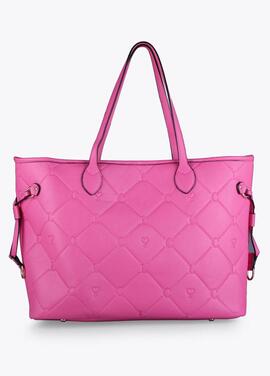 BOLSO SHOPPER ACOLCHADO CON MONOGRAMA INTEGRAL FUCSIA FLUOR