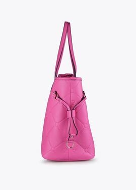 BOLSO SHOPPER ACOLCHADO CON MONOGRAMA INTEGRAL FUCSIA FLUOR