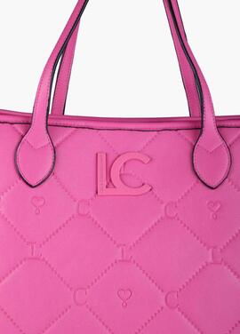 BOLSO SHOPPER ACOLCHADO CON MONOGRAMA INTEGRAL FUCSIA FLUOR